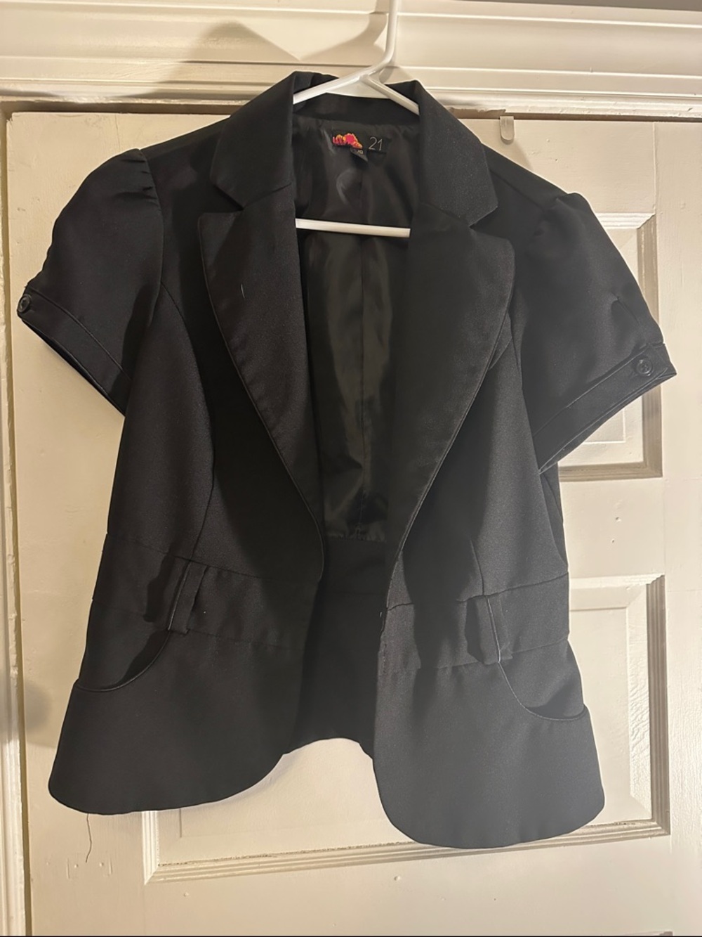 Black Short Sleeve Blazer Jacket